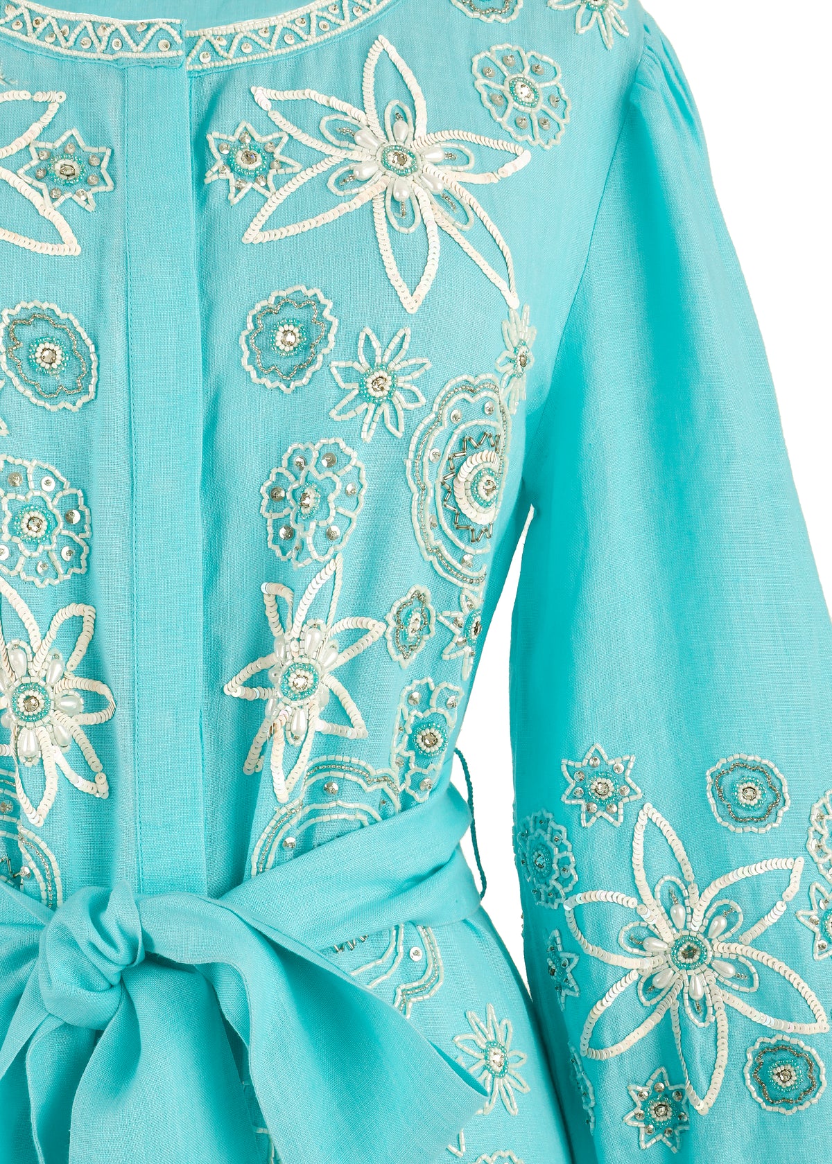 OTM Exclusive: Beaded Paloma Midi Dress in Turquoise
