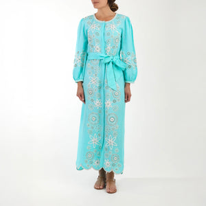 OTM Exclusive: Beaded Paloma Midi Dress in Turquoise