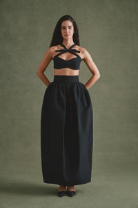 Olivia Bow Set in Black Faille