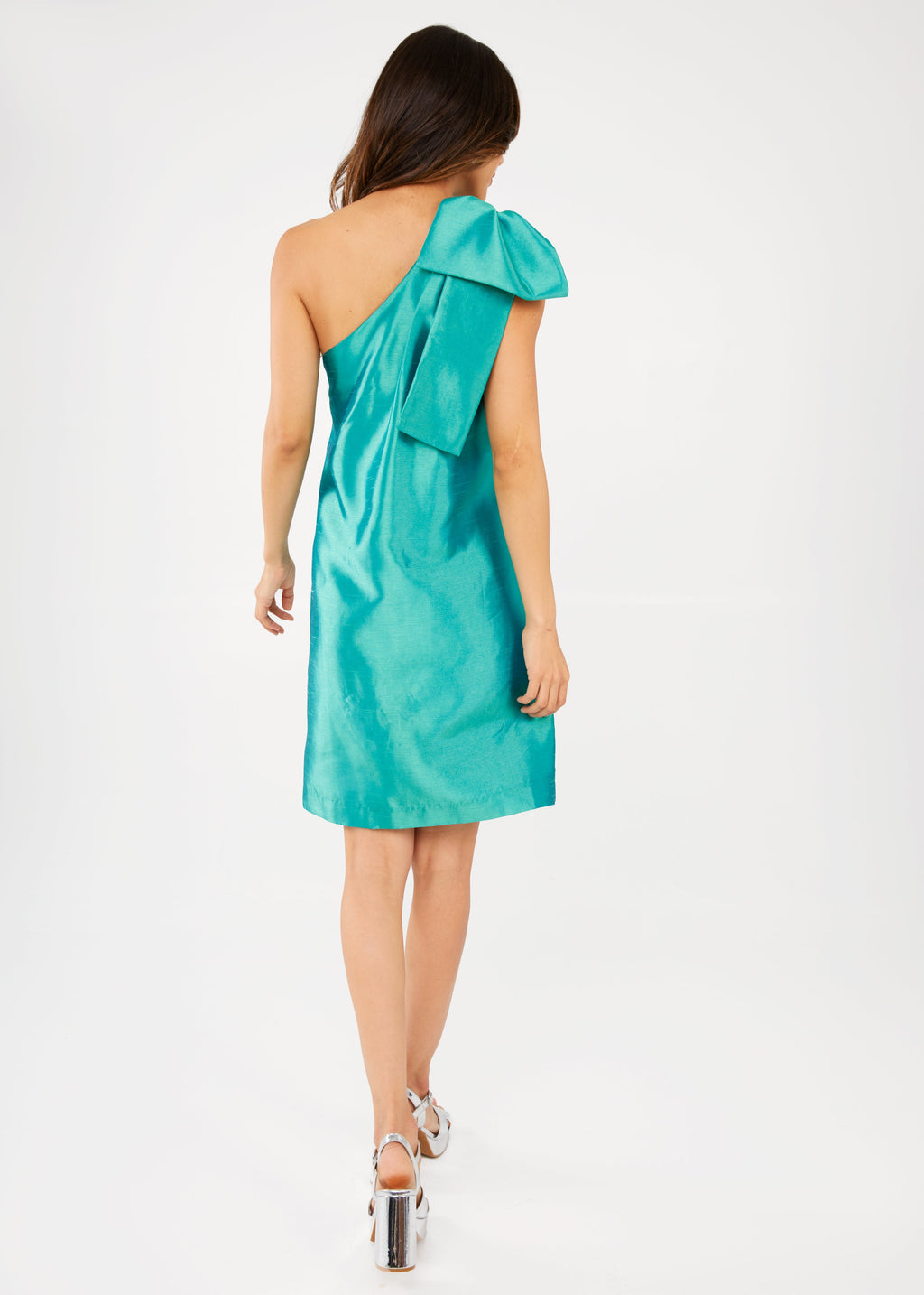 Cassie Dress in Teal Dupioni