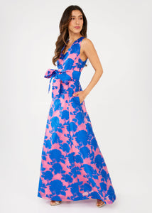 Arden Gown in Pink and Blue Tea Rose Organza