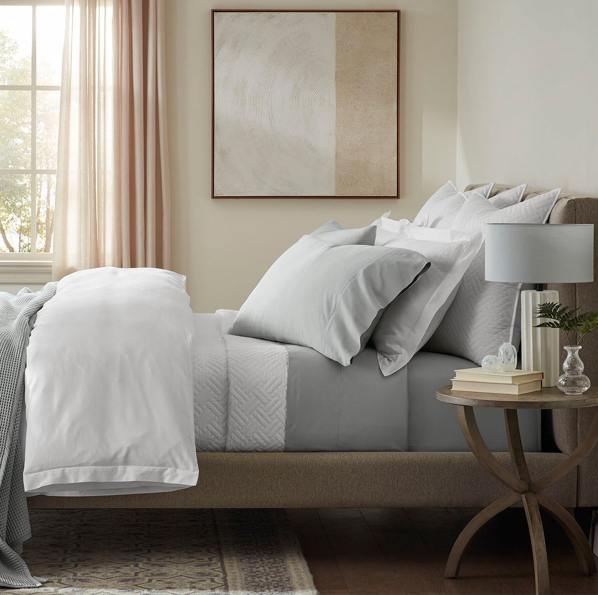 Percale Hemmed Sheet Set in Shore