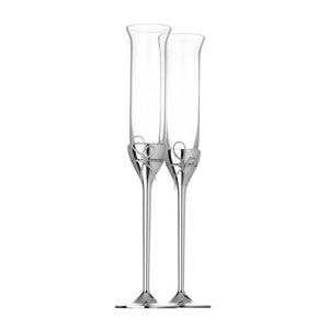 Vera Wang Love Knots Toasting Flutes in Silver, Set of 2