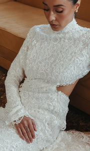 Elia Long Sleeve Open Back Lace Wedding Dress
