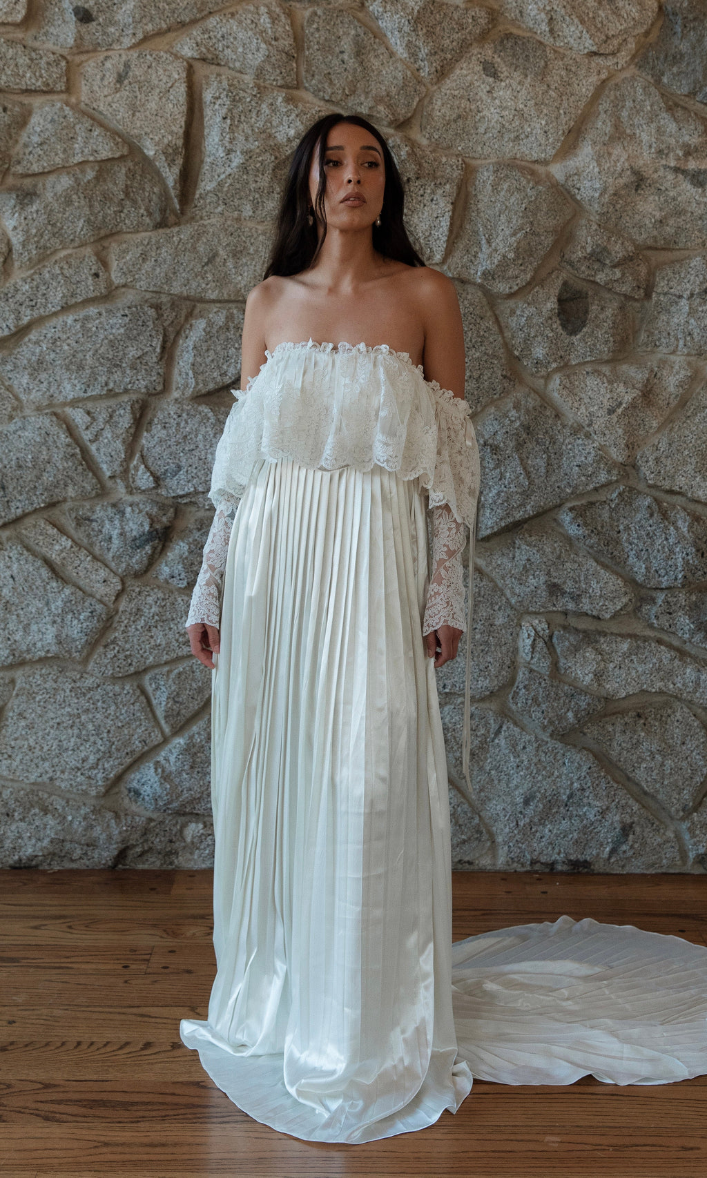 Luca Pleated Satin Silk Wedding Dress