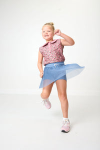 Pleated Skort in Slate