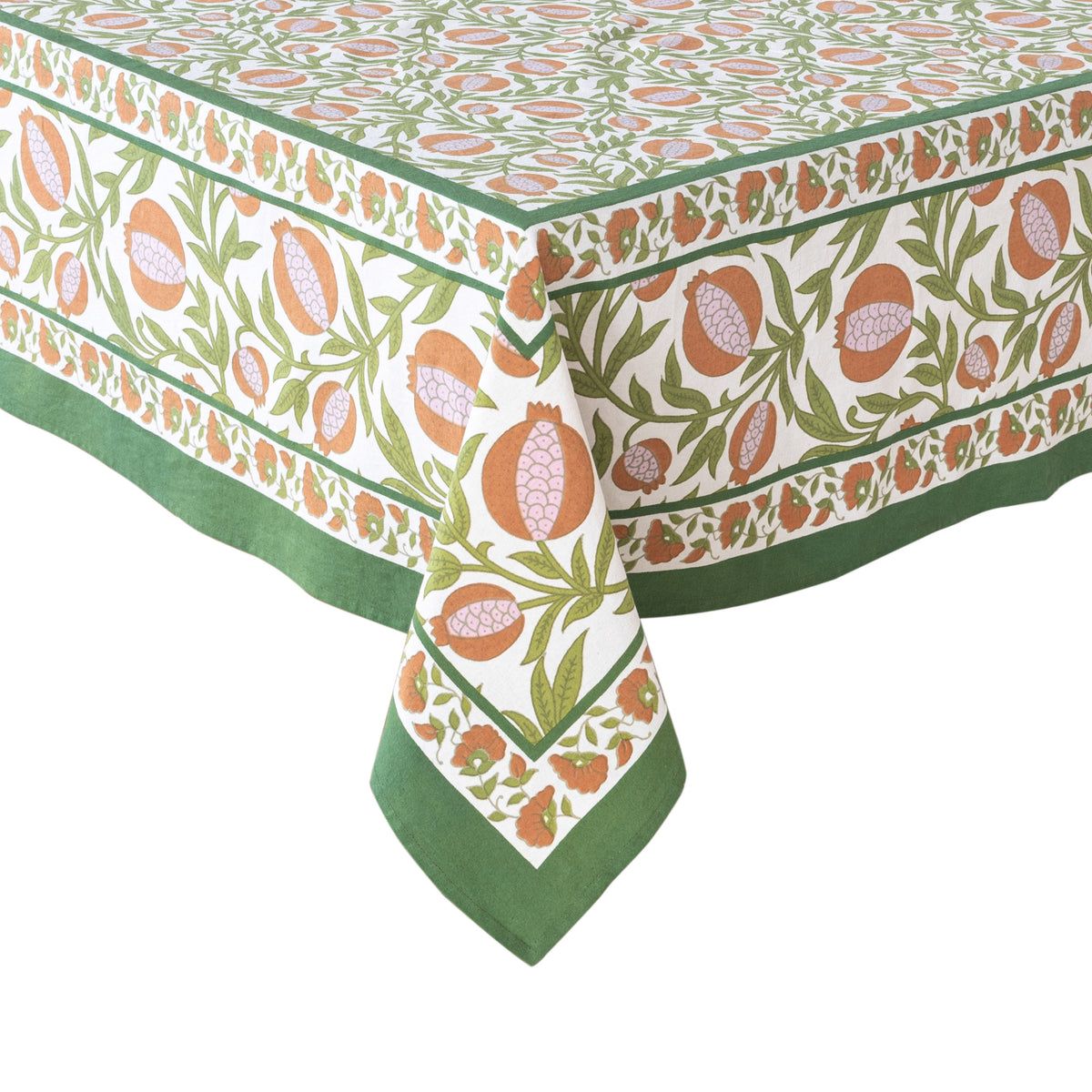 French Tablecloth Grenadine Orange & Green