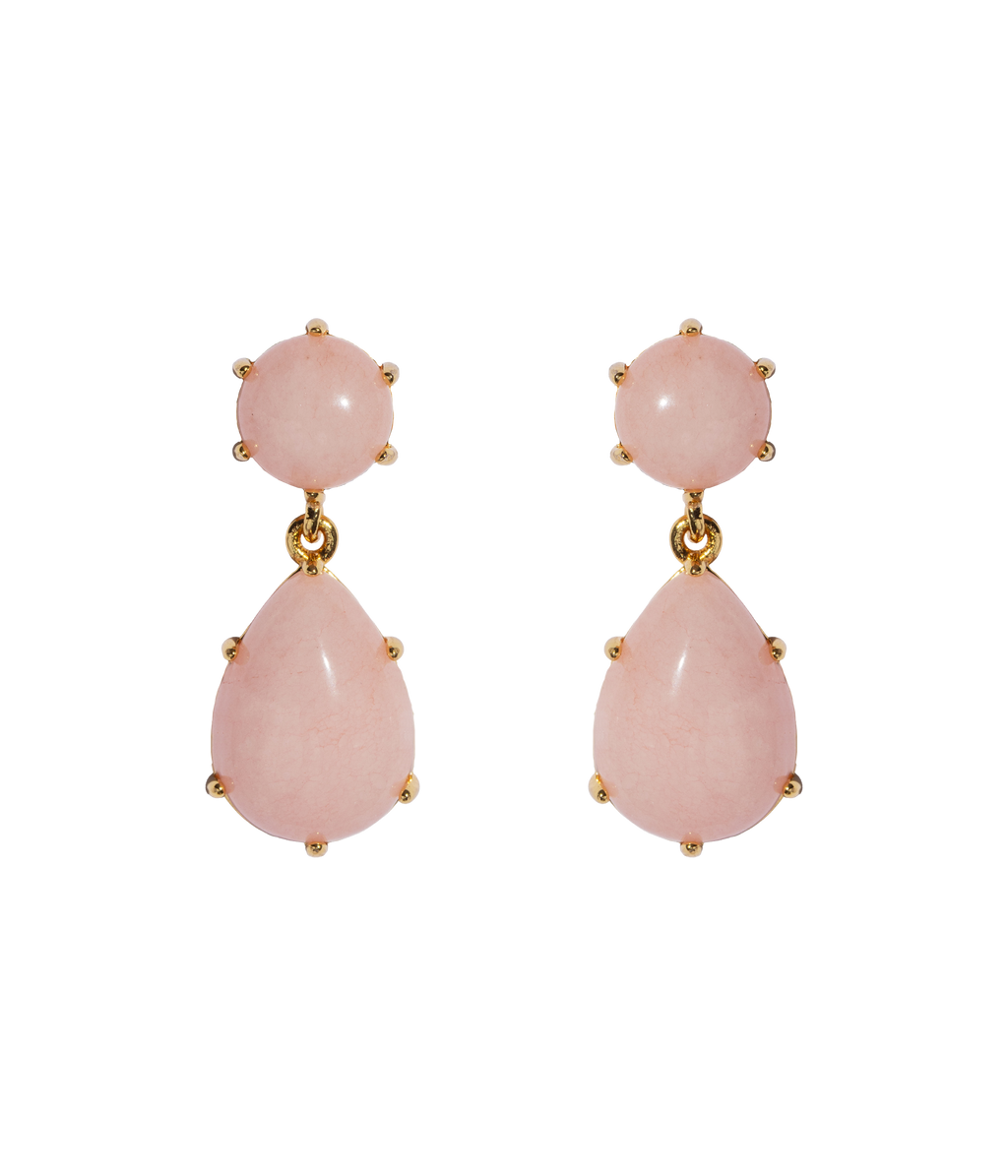 Elia Drop Earrings in Rose Quartz - Loren Hope