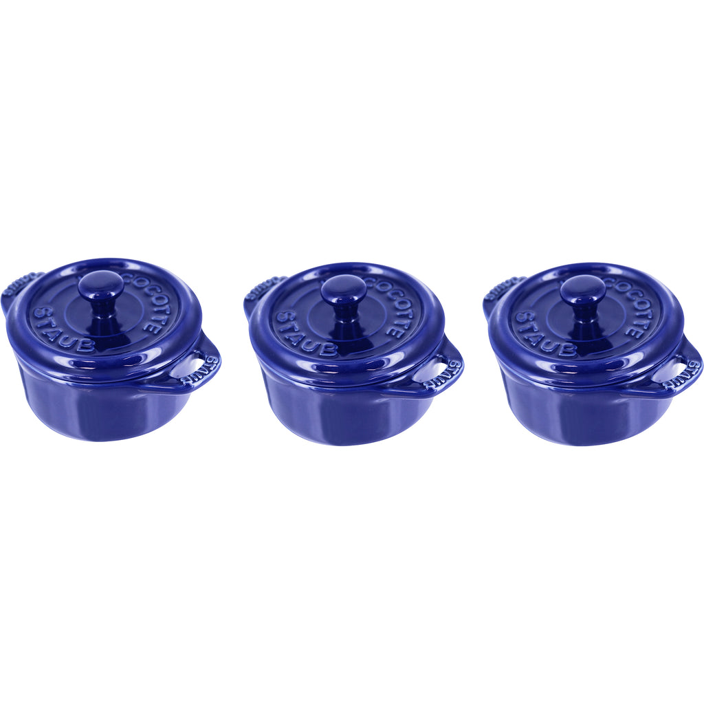 Ceramic Mini Round Cocotte Set, Set of 3