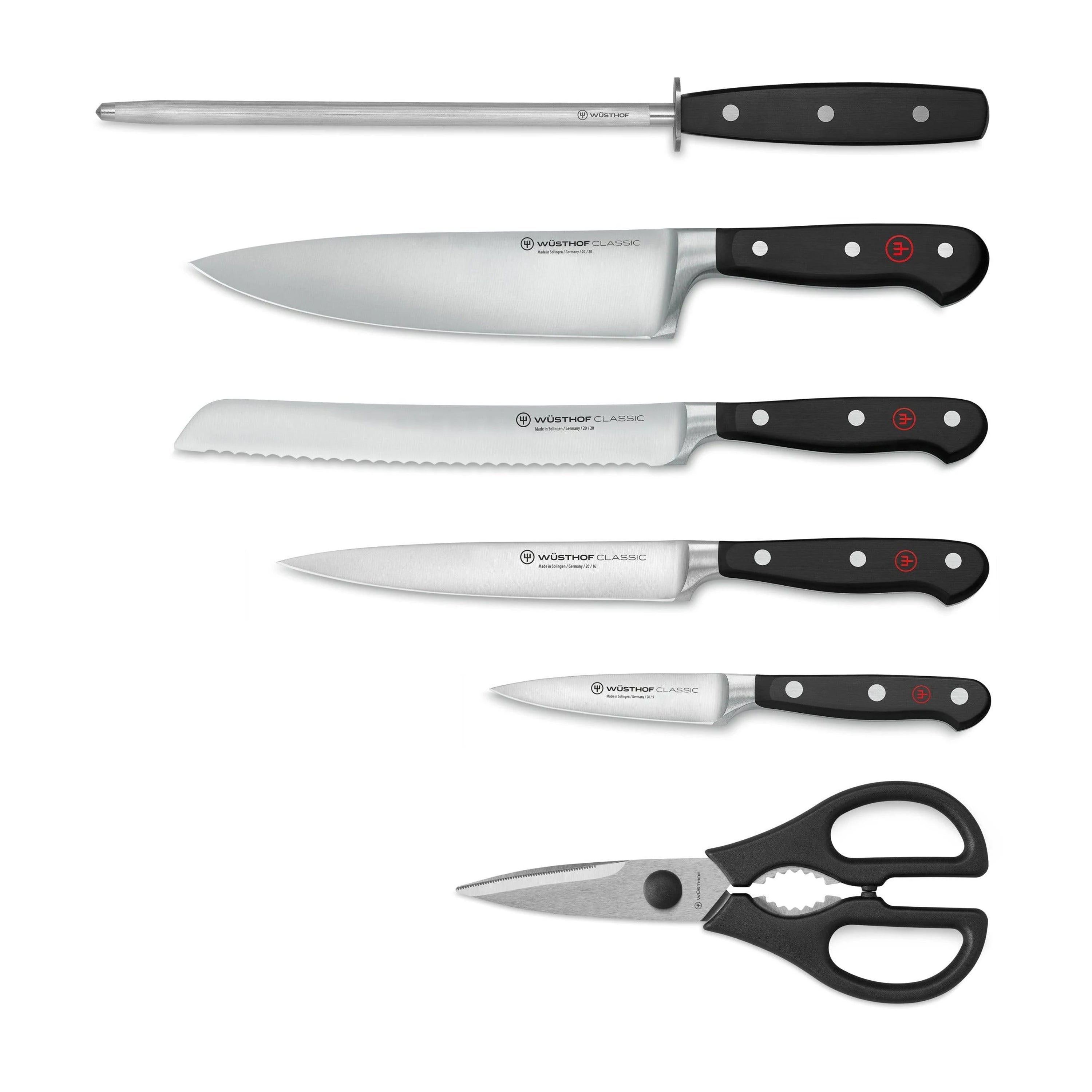 Classic Knife Block Set in Black, Set of 7