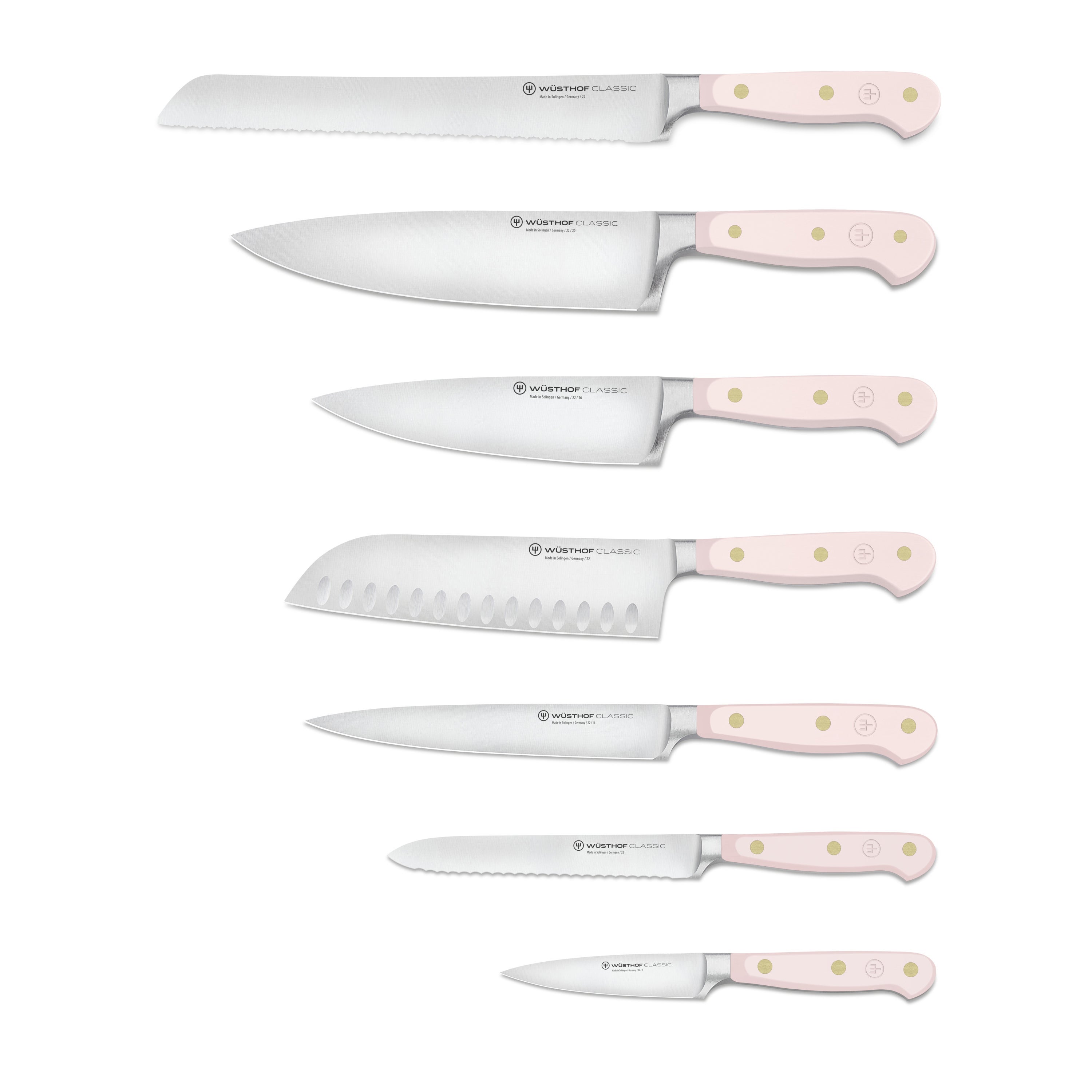 Classic Designer Knife Block Set in Pink Himalayan Salt, Set of 8