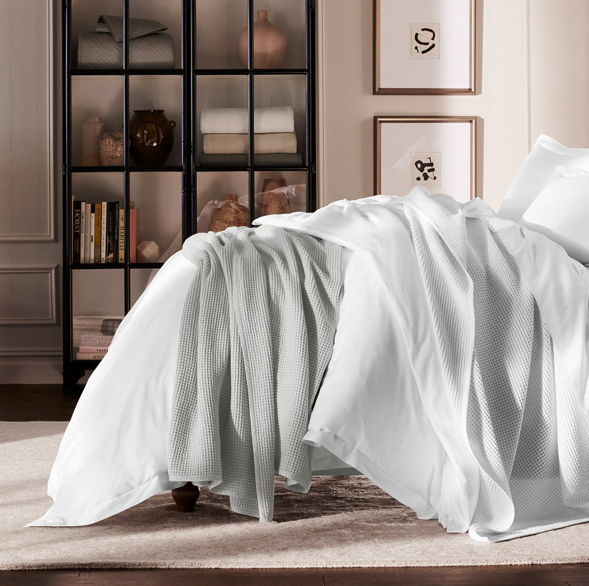 Waffle Bed Blanket in Pewter