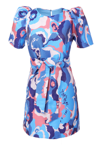 Marty Dress Blue Retro Jacquard