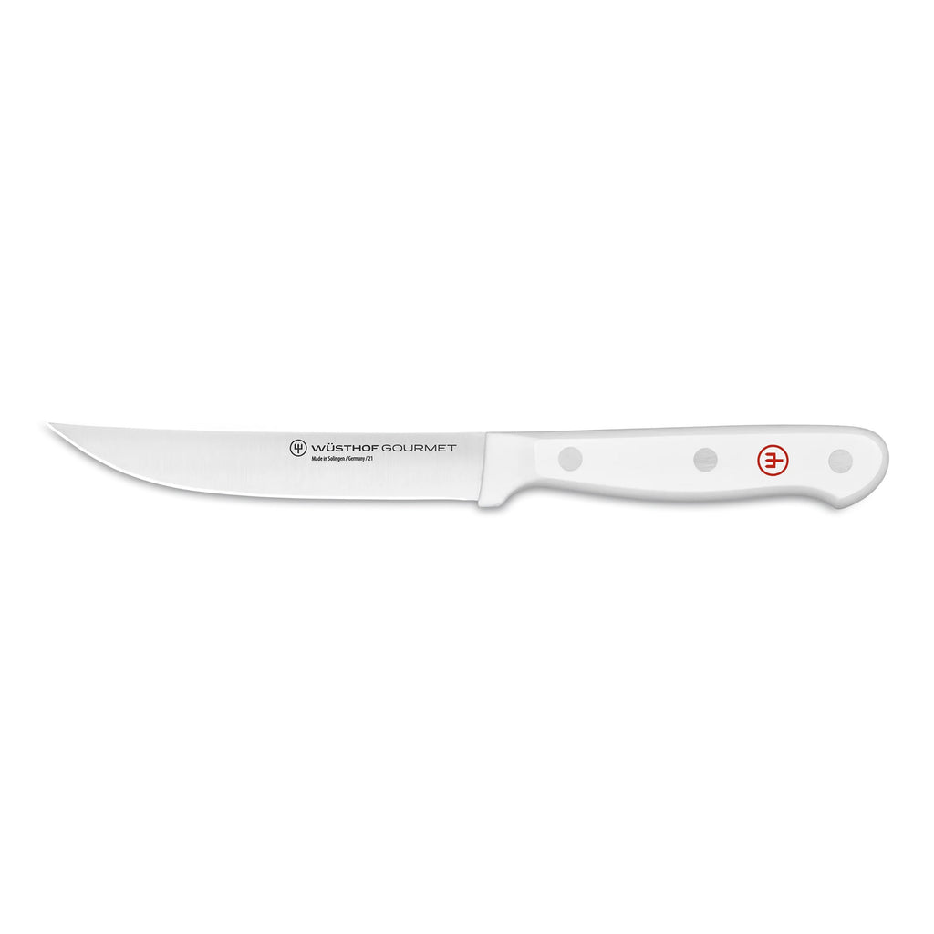 Gourmet Steak Knife Set with White Handles, Set of 4