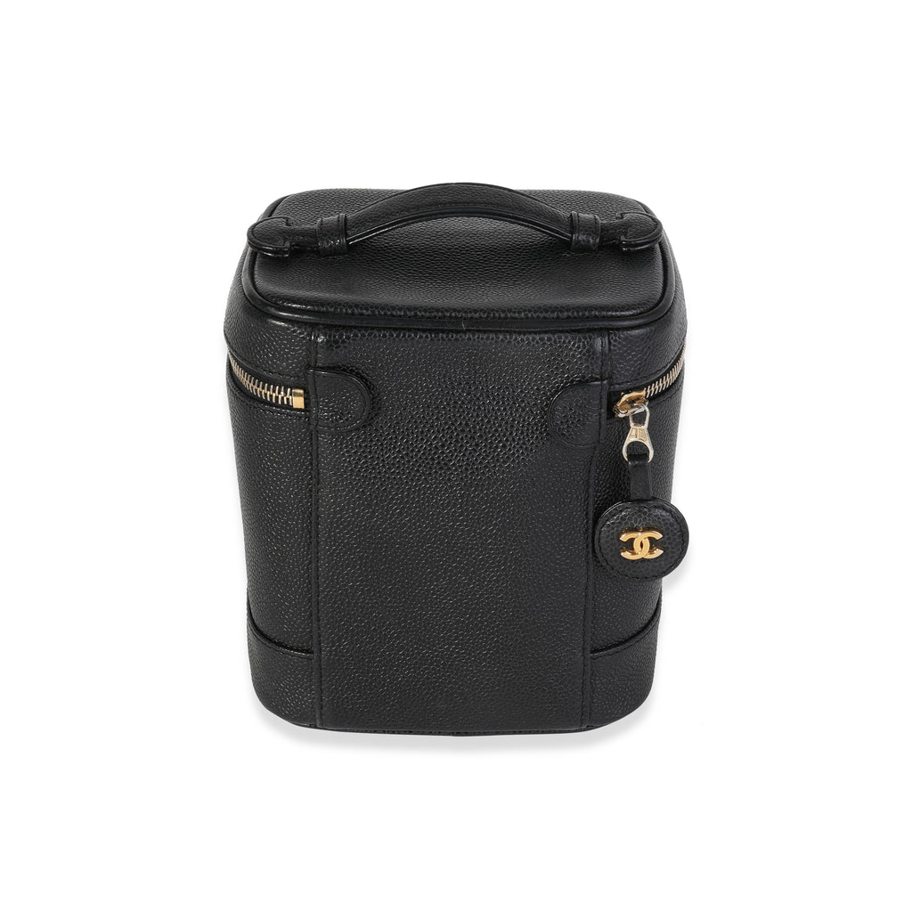 Chanel Vintage Black Caviar Vanity Case Handbag