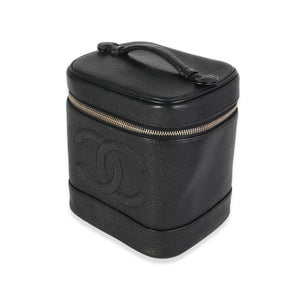 Chanel Vintage Black Caviar Vanity Case Handbag