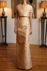 High Wiasted Gown in Gold & Silver