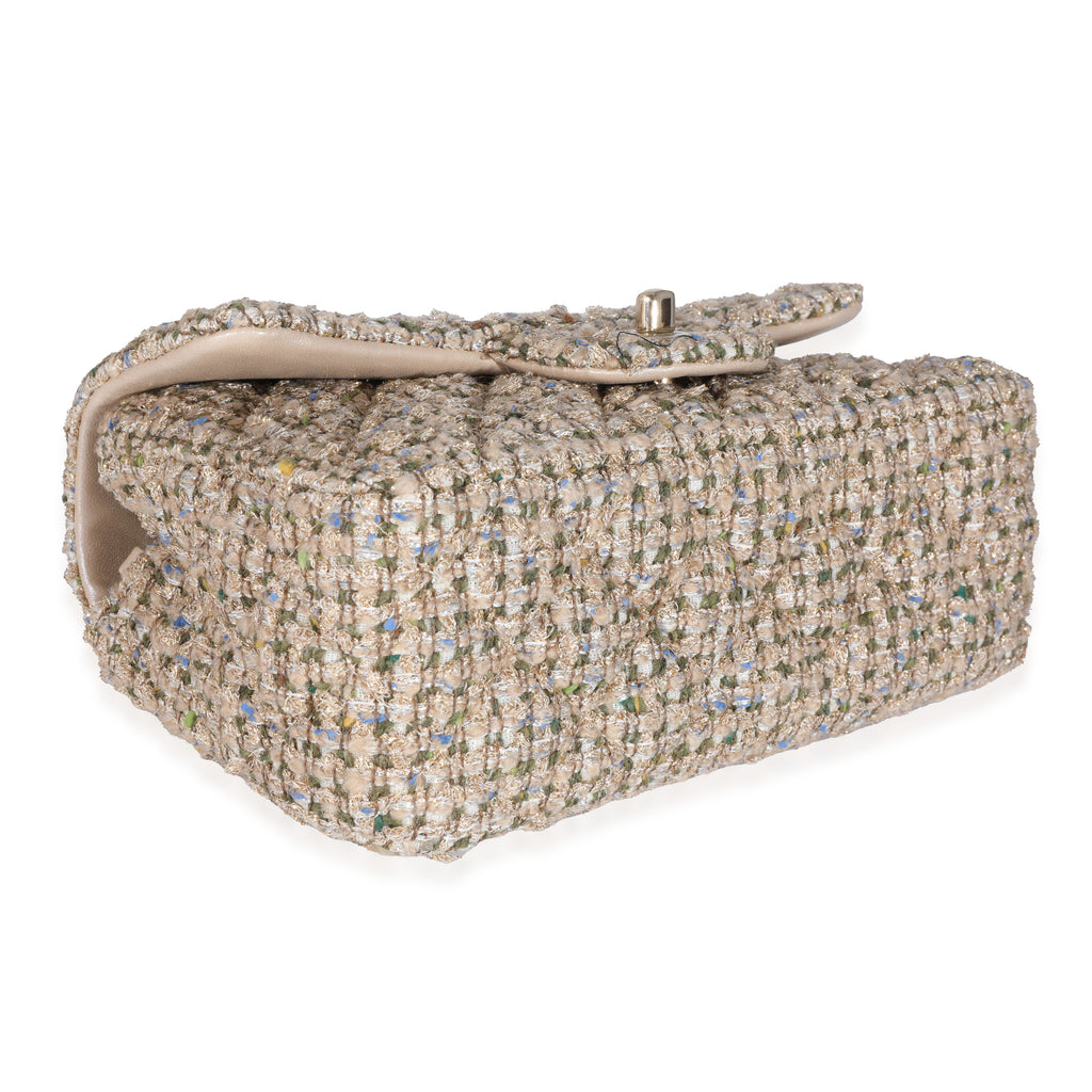 Chanel 21A Gold Tweed Mini Rectangular Flap Bag