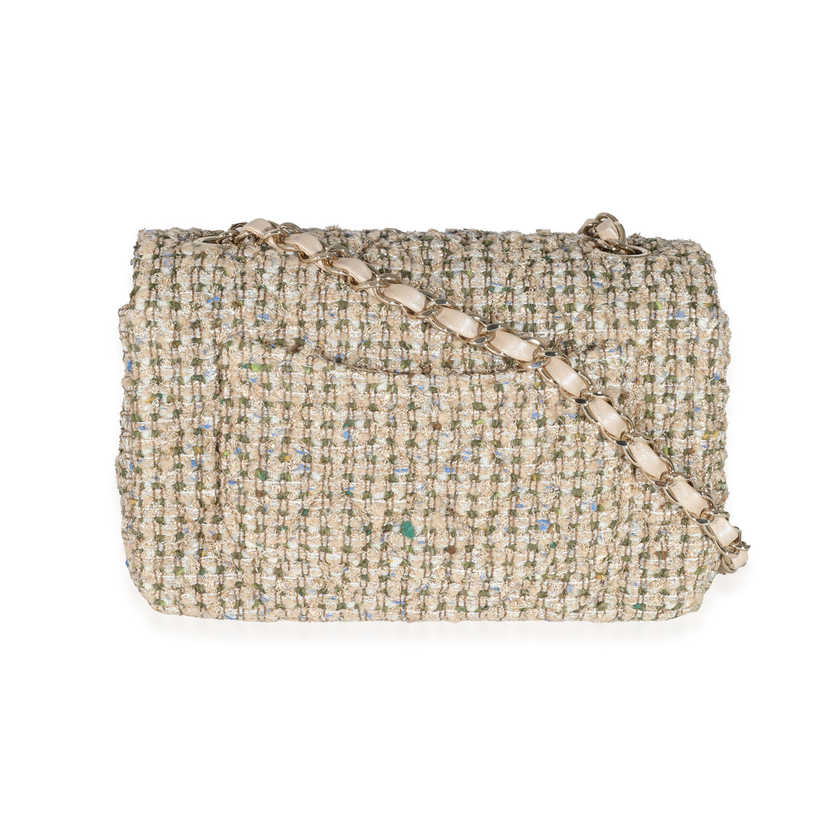 Chanel 21A Gold Tweed Mini Rectangular Flap Bag