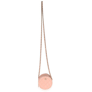 Chanel Pink Quilted Calfskin Pearl Round Clutch With Chain