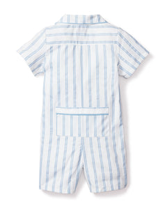 Baby’s Twill Summer Romper in Periwinkle Stripe