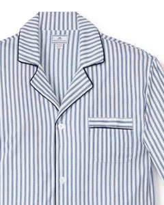 Men’s Pima Pajama Set in Navy French Ticking