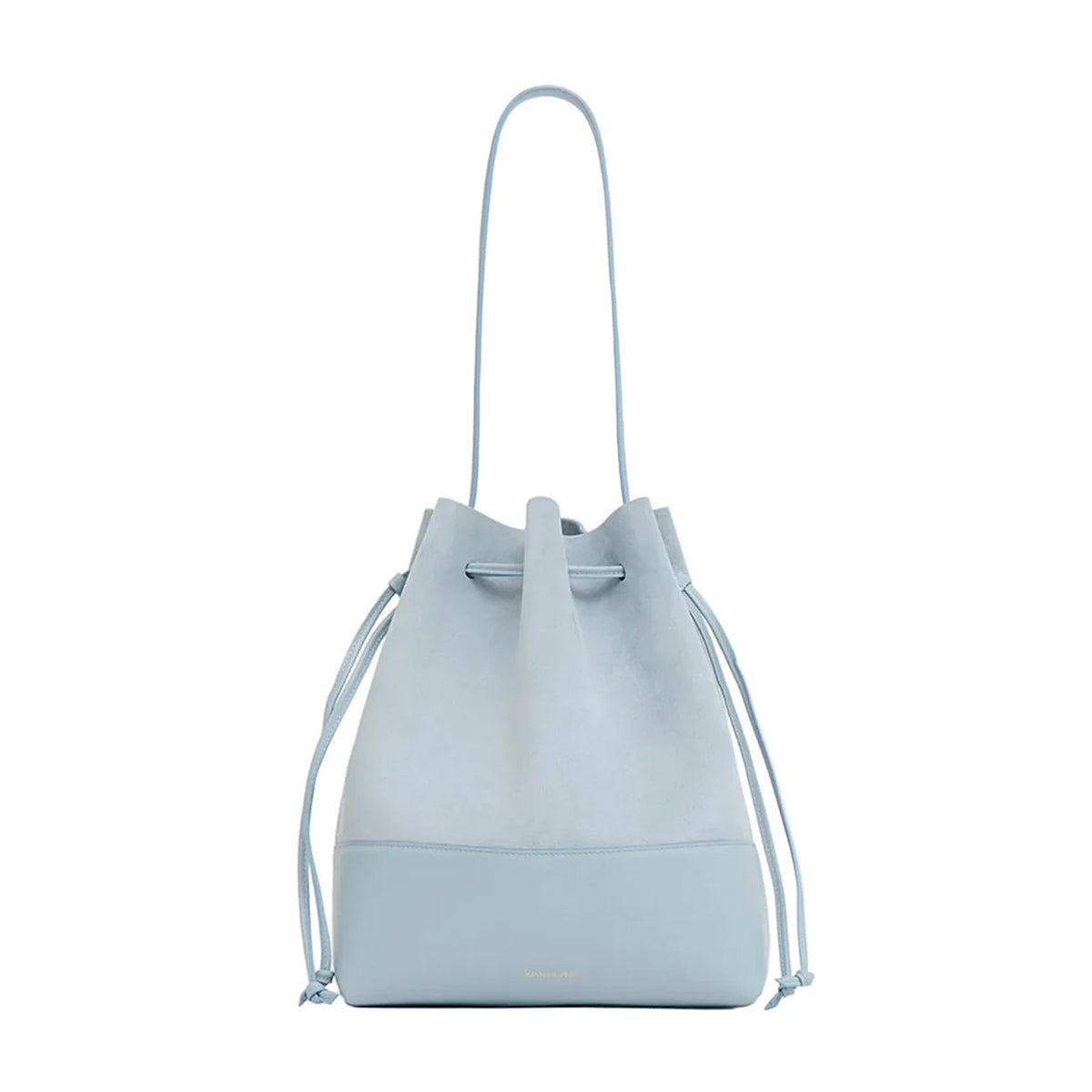 Drawstring Cabas in Baby Blue Suede & Baby Blue