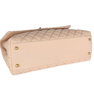 Chanel Beige Quilted Caviar Medium Coco Top Handle Handbag