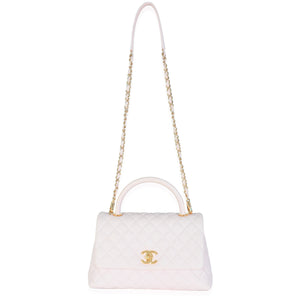 Chanel Light Purple Quilted Caviar Medium Coco Top Handle Handbag