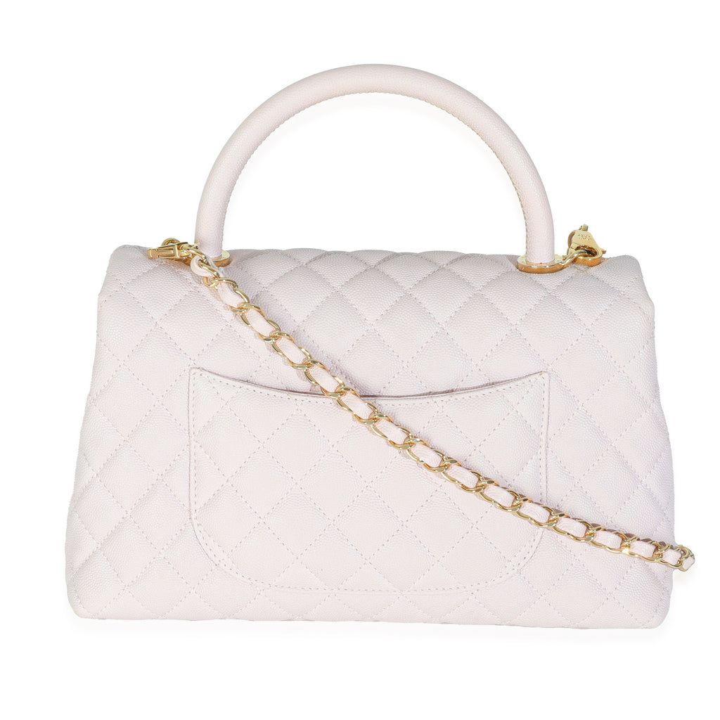Chanel Light Purple Quilted Caviar Medium Coco Top Handle Handbag