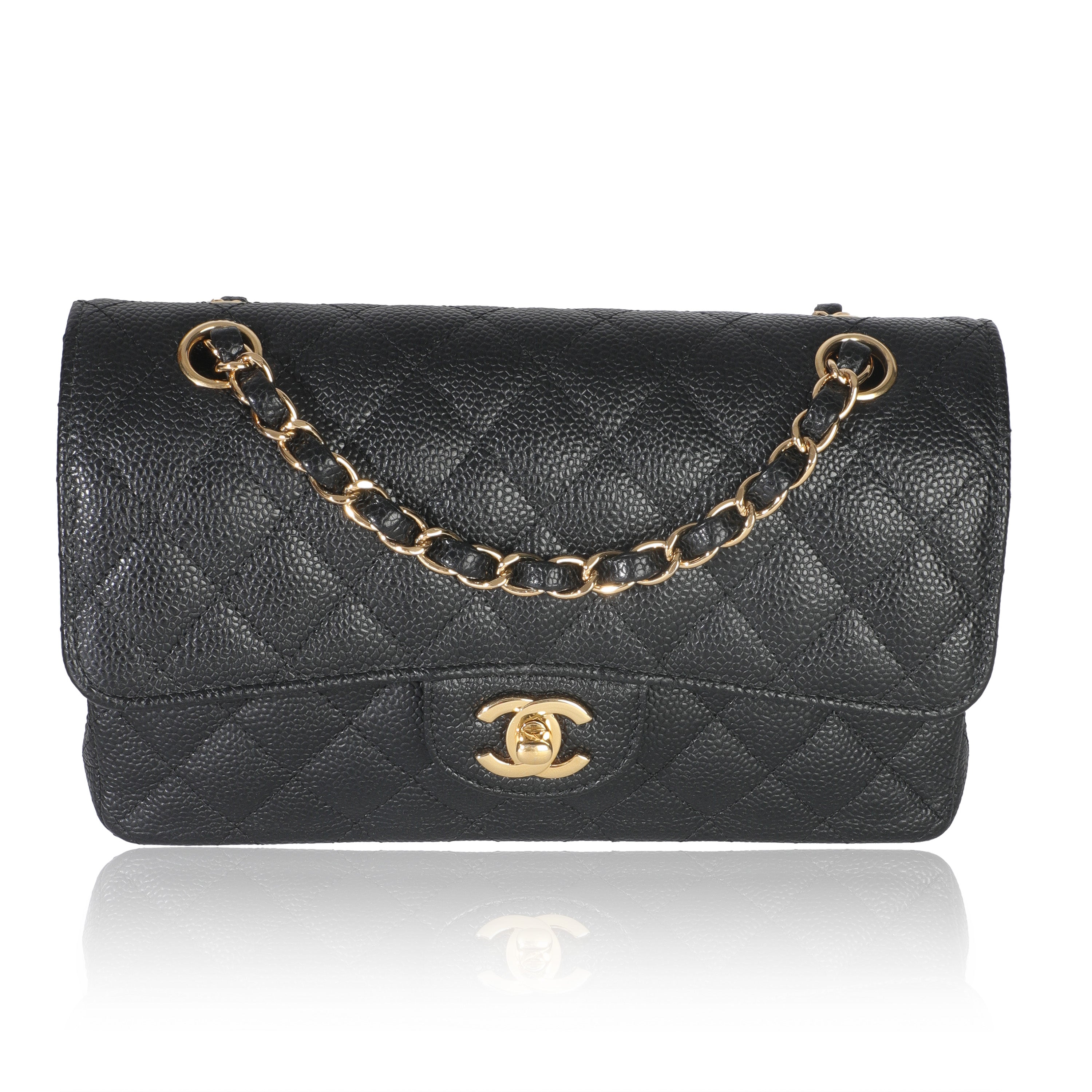 Chanel Black Quilted Caviar Small Classic Double Flap Handbag