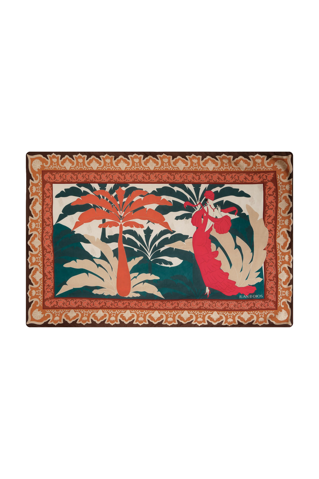 De La Falaise Cotton Silk Sarong in Peach Dancer