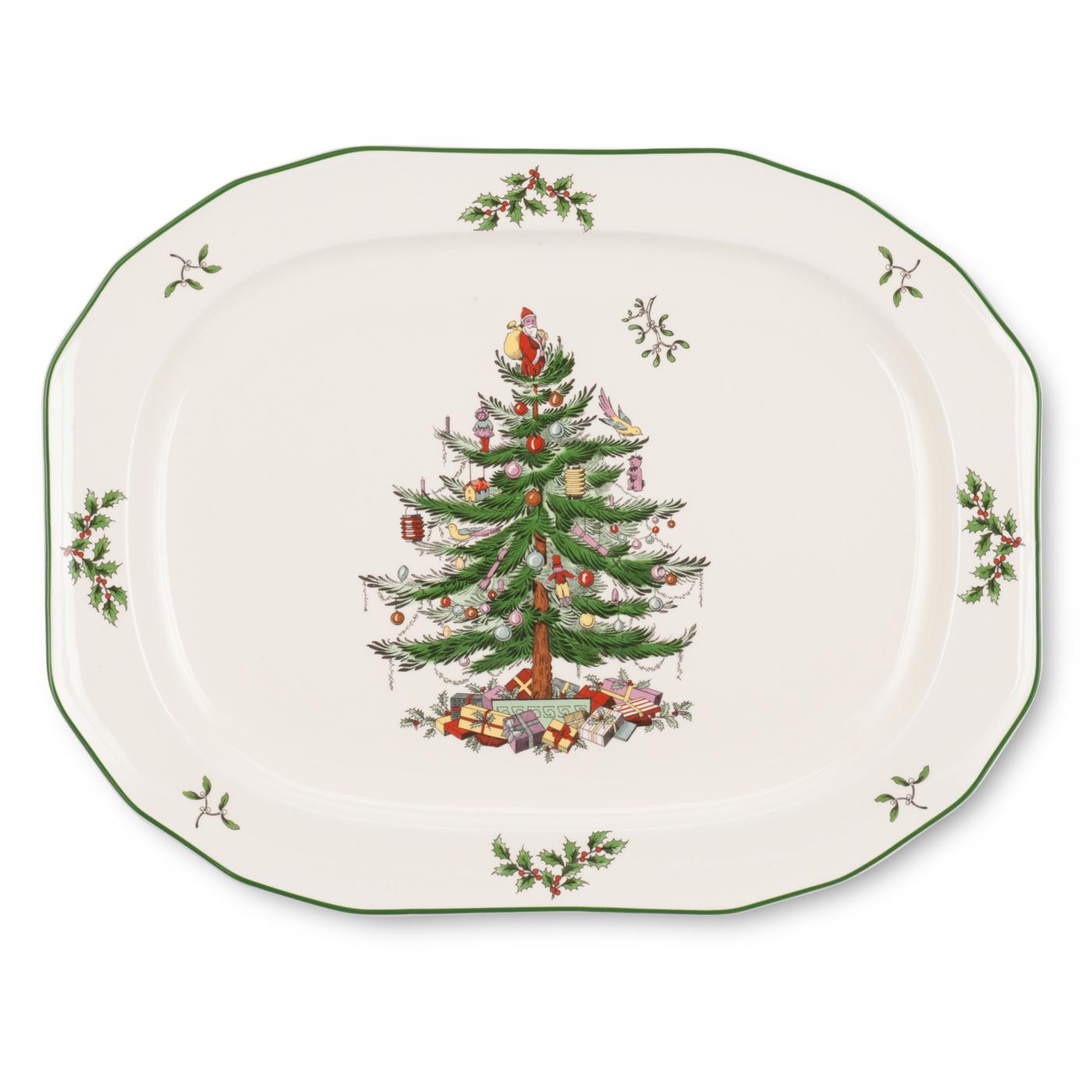 Christmas Tree 14" Sculpted Oval Platter