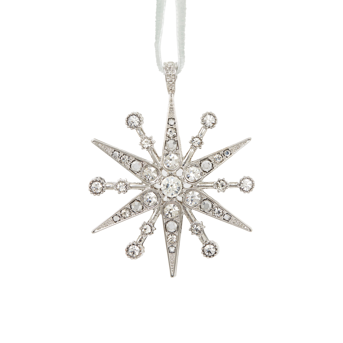 Deco Snowflake Hanging Ornament in Crystal