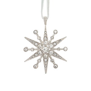 Deco Snowflake Hanging Ornament in Crystal
