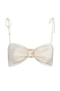 San Miguel Embroidered Top in Yellow Flowers & Ivory