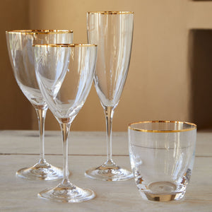 Sensa Collection Flutes 8 oz in Golden Rim, Set of 6