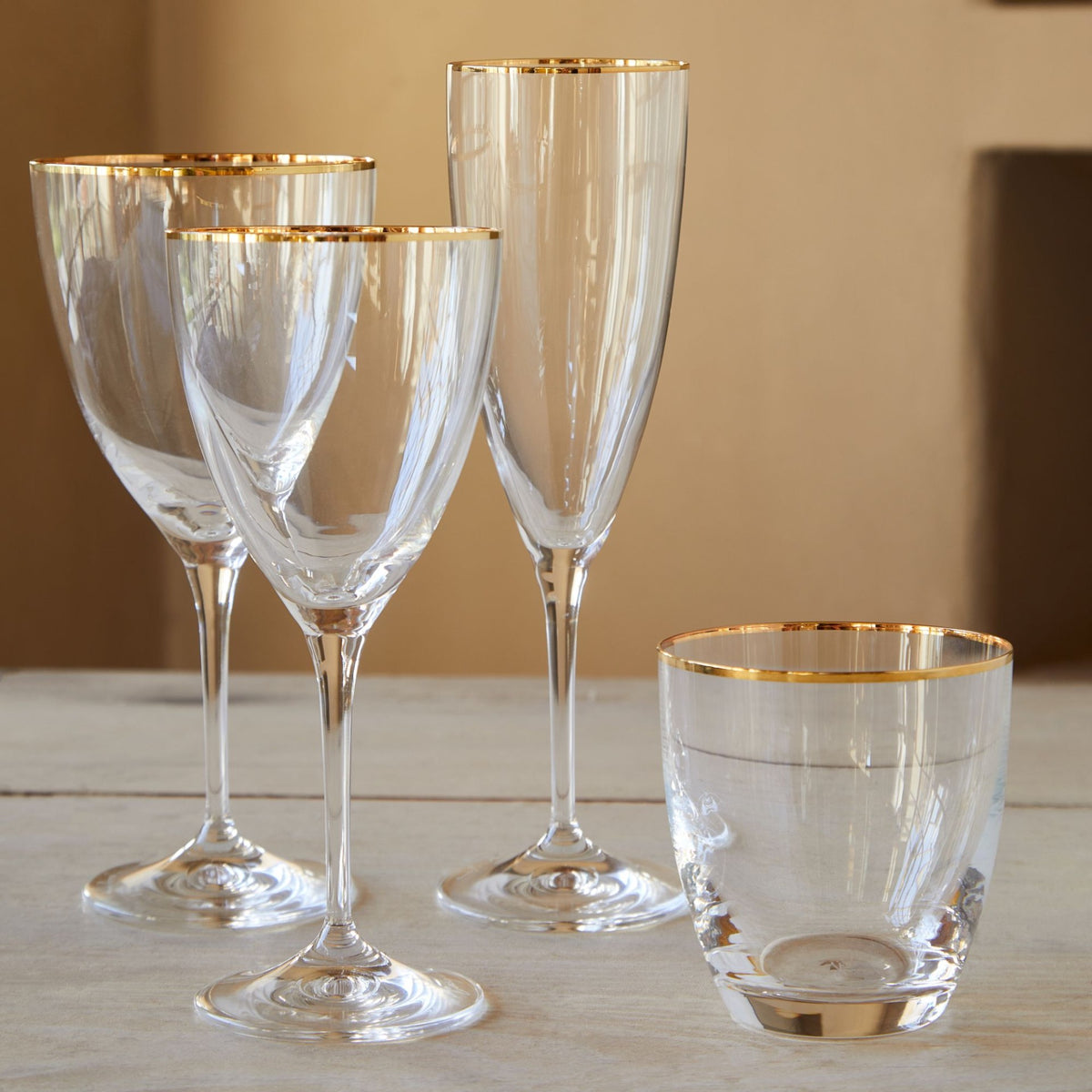 Sensa Collection Water Glasses 14 oz in Golden Rim, Set of 6