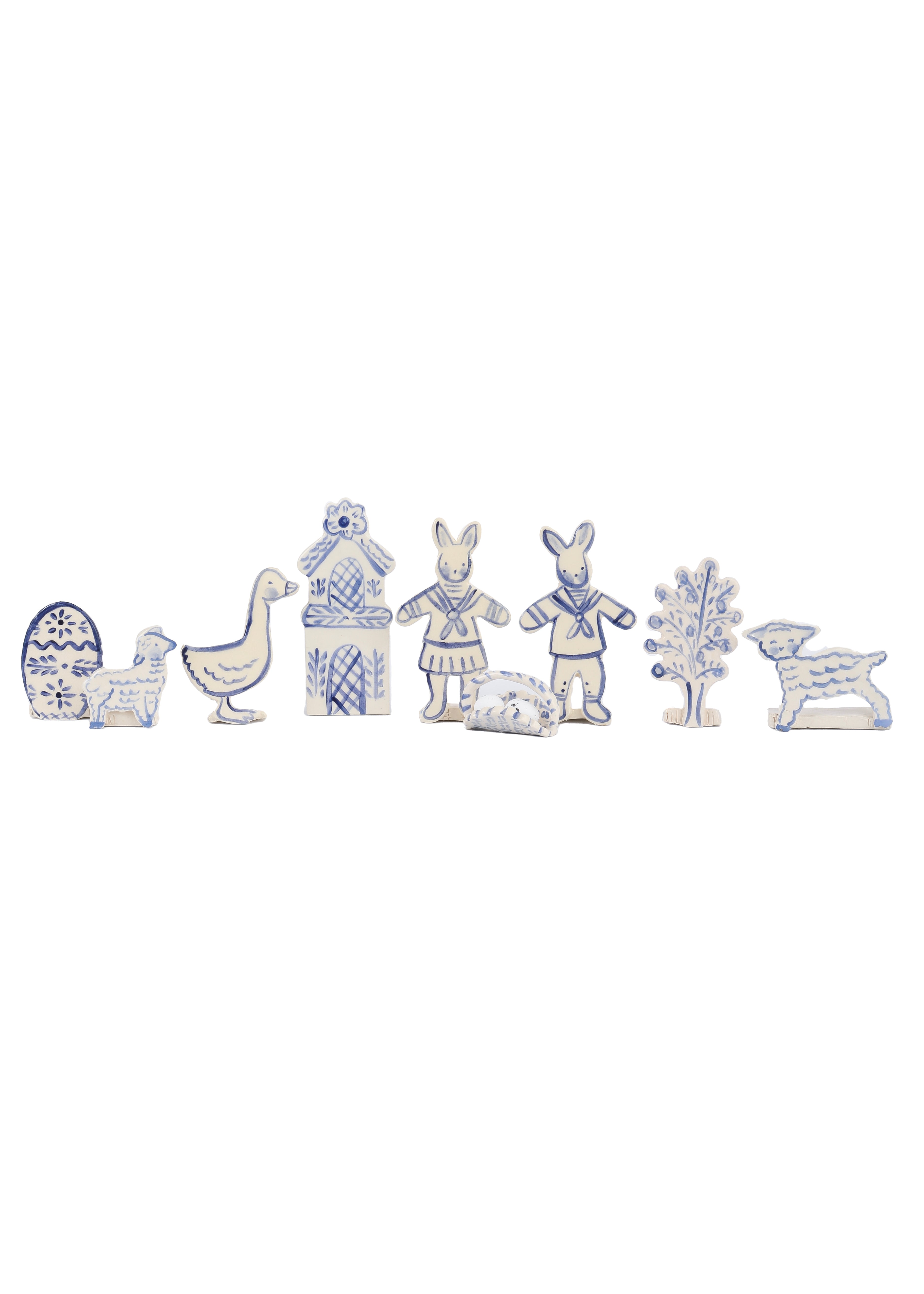 Easter Vignette in Blue and White, Set of 9