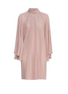 Boho Crepe Chine Mini Dress in Dust Pink