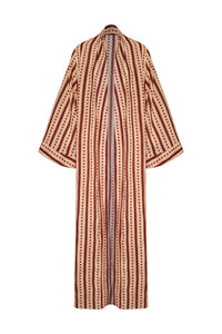 Rafaela Linen Kaftan in Red Stripes