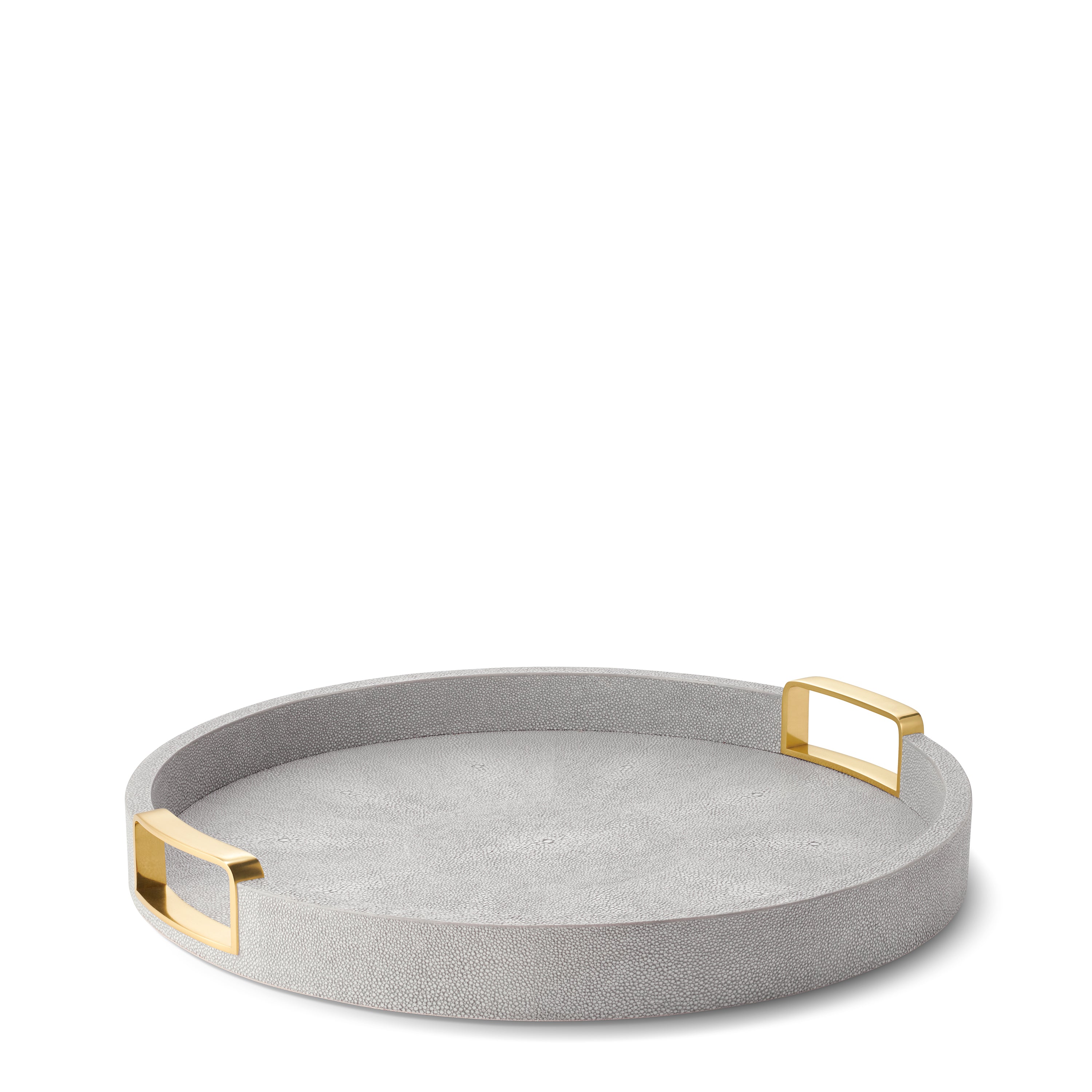 Carina Shagreen Small Round Tray in Dove