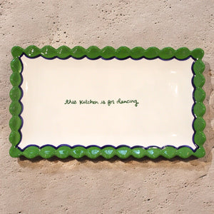 Hand-painted “This Kitchen is for Dancing” Scalloped Tray