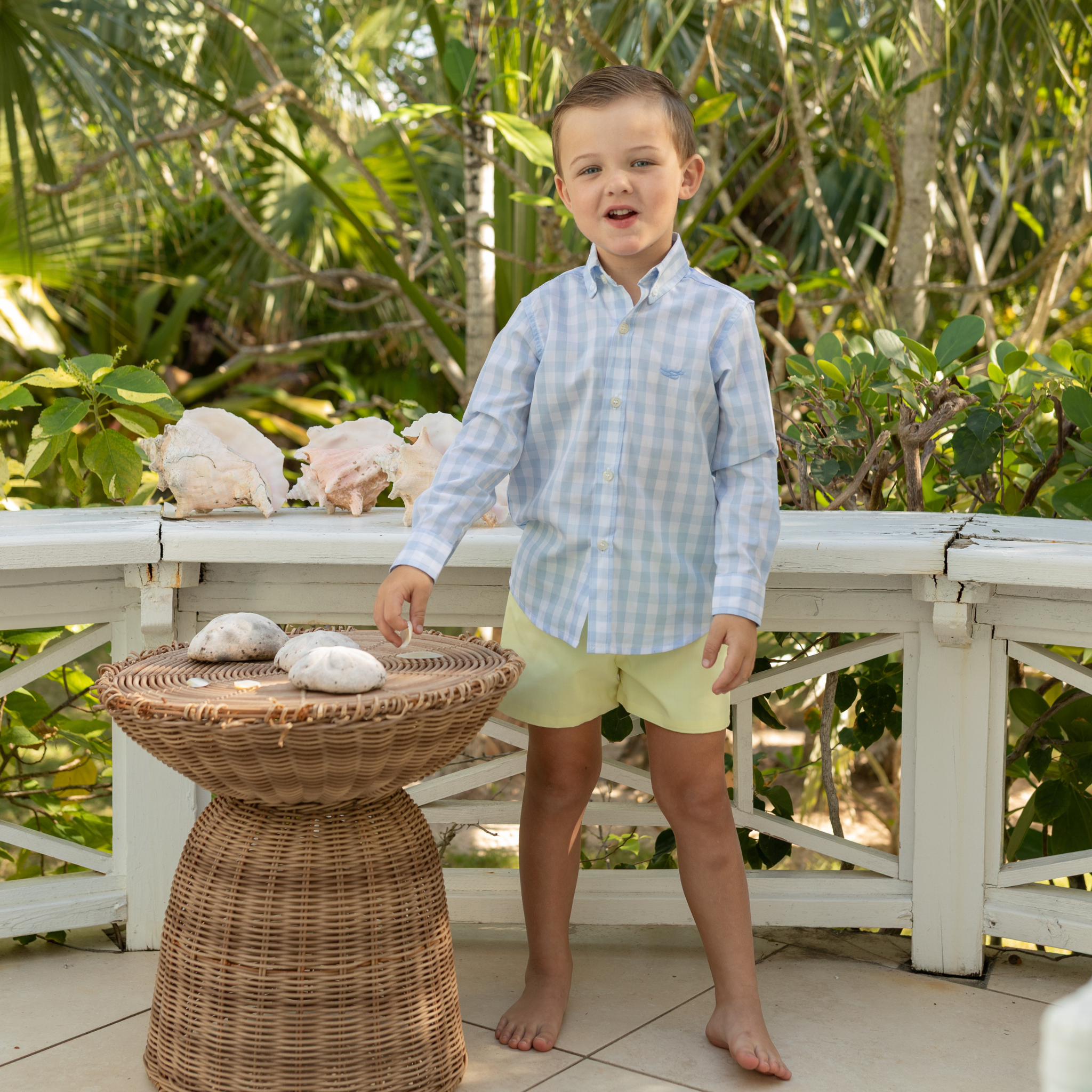 Henry Duvall blue gingham Bennett button down shirt in soft cotton, classic preppy boys spring wardrobe staple for Easter and sibling matching
