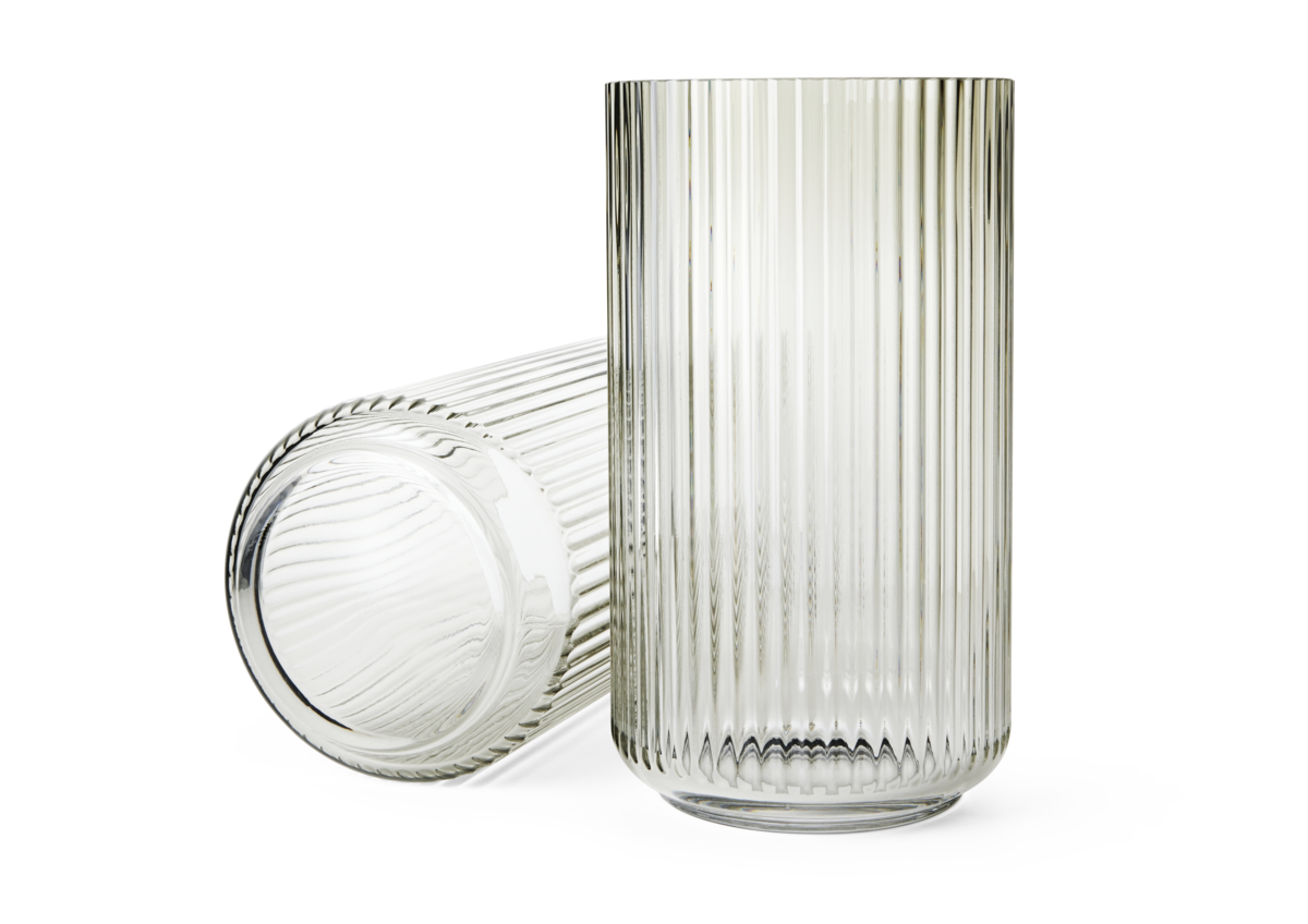 Lyngby Vase Mouth Blown Glass in Smoke
