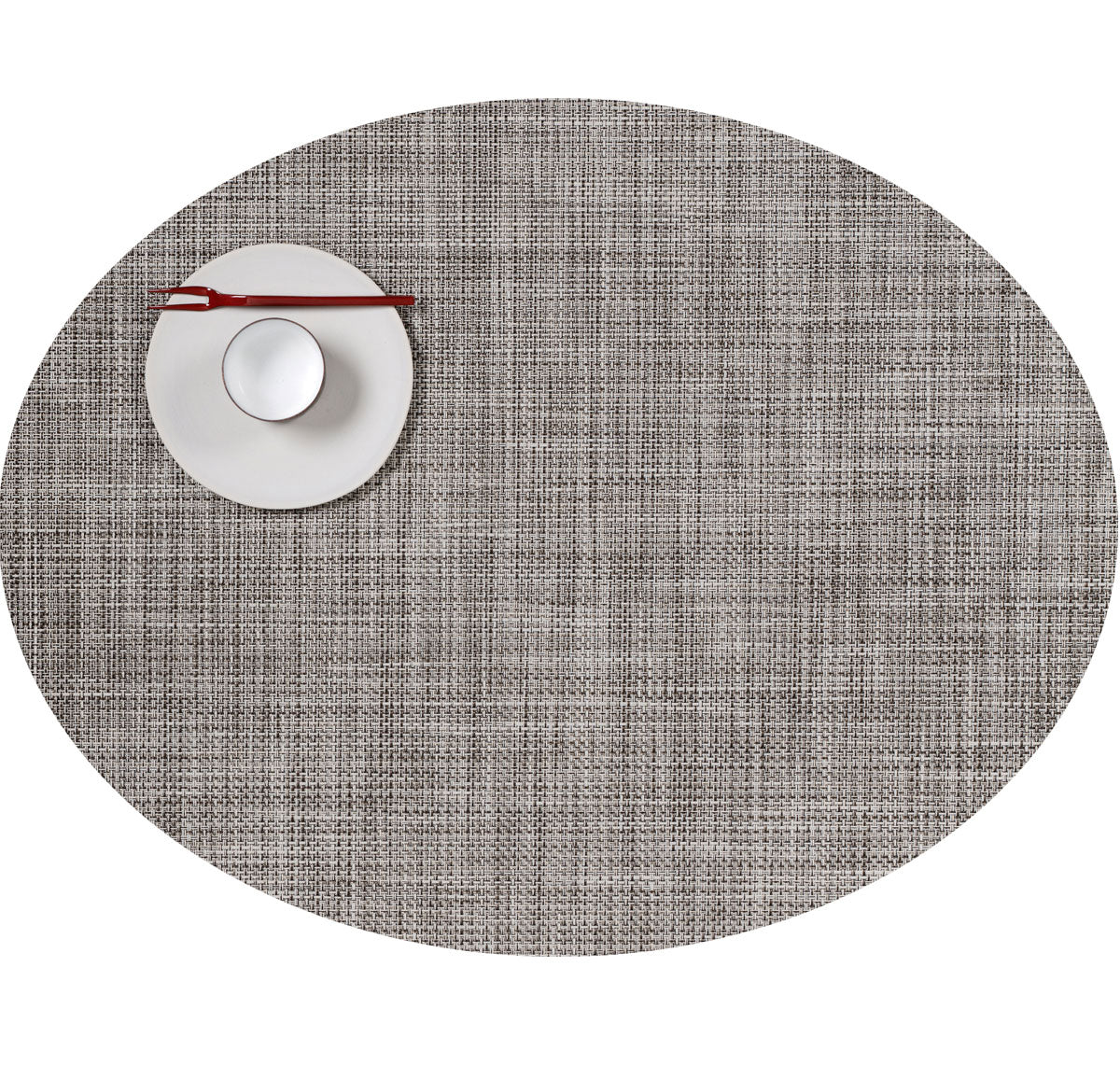 Mini Basketweave Round Placemat in Gravel