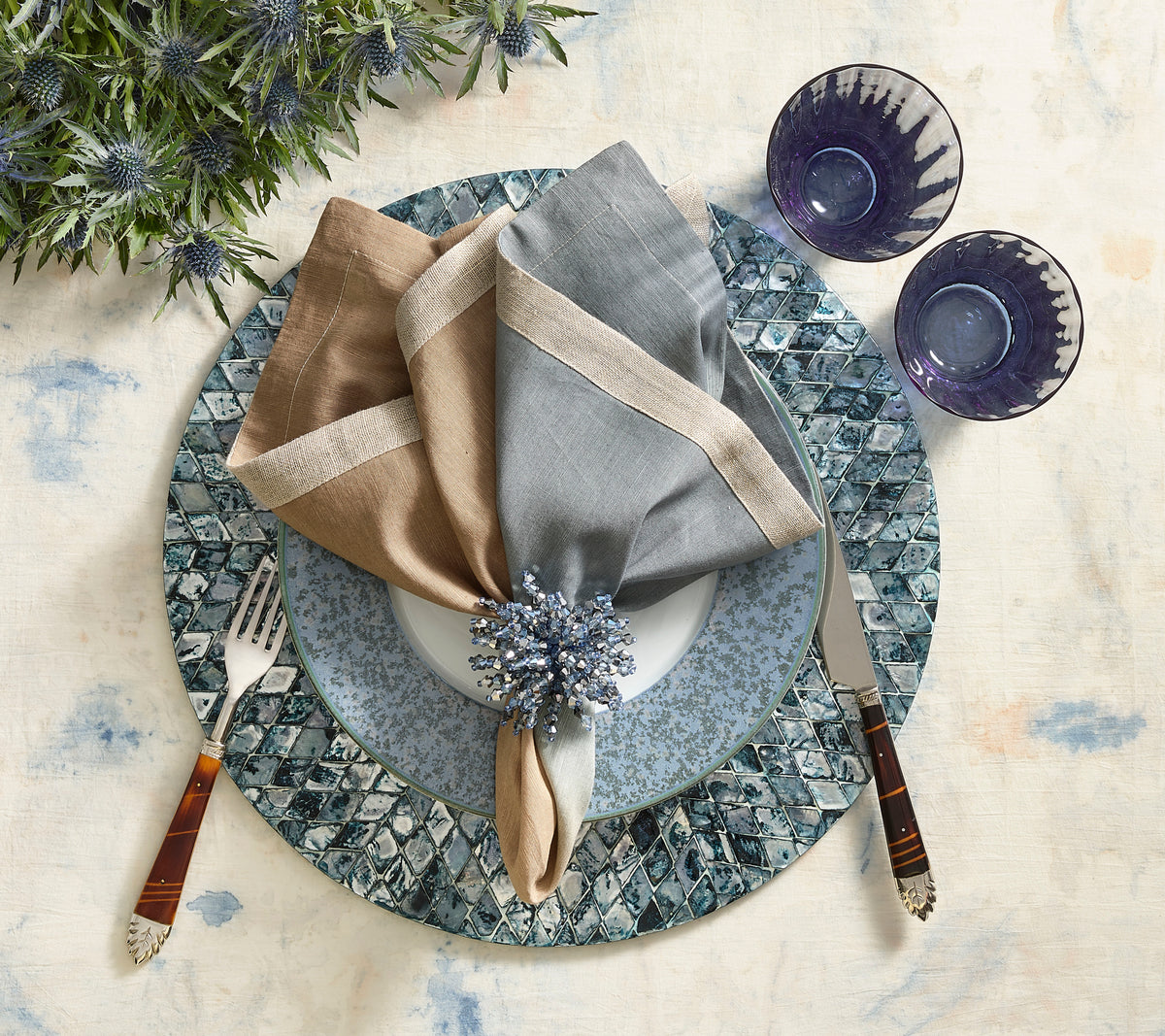 Dip Dye Napkin in Beige, Taupe & Gray, Set of 4