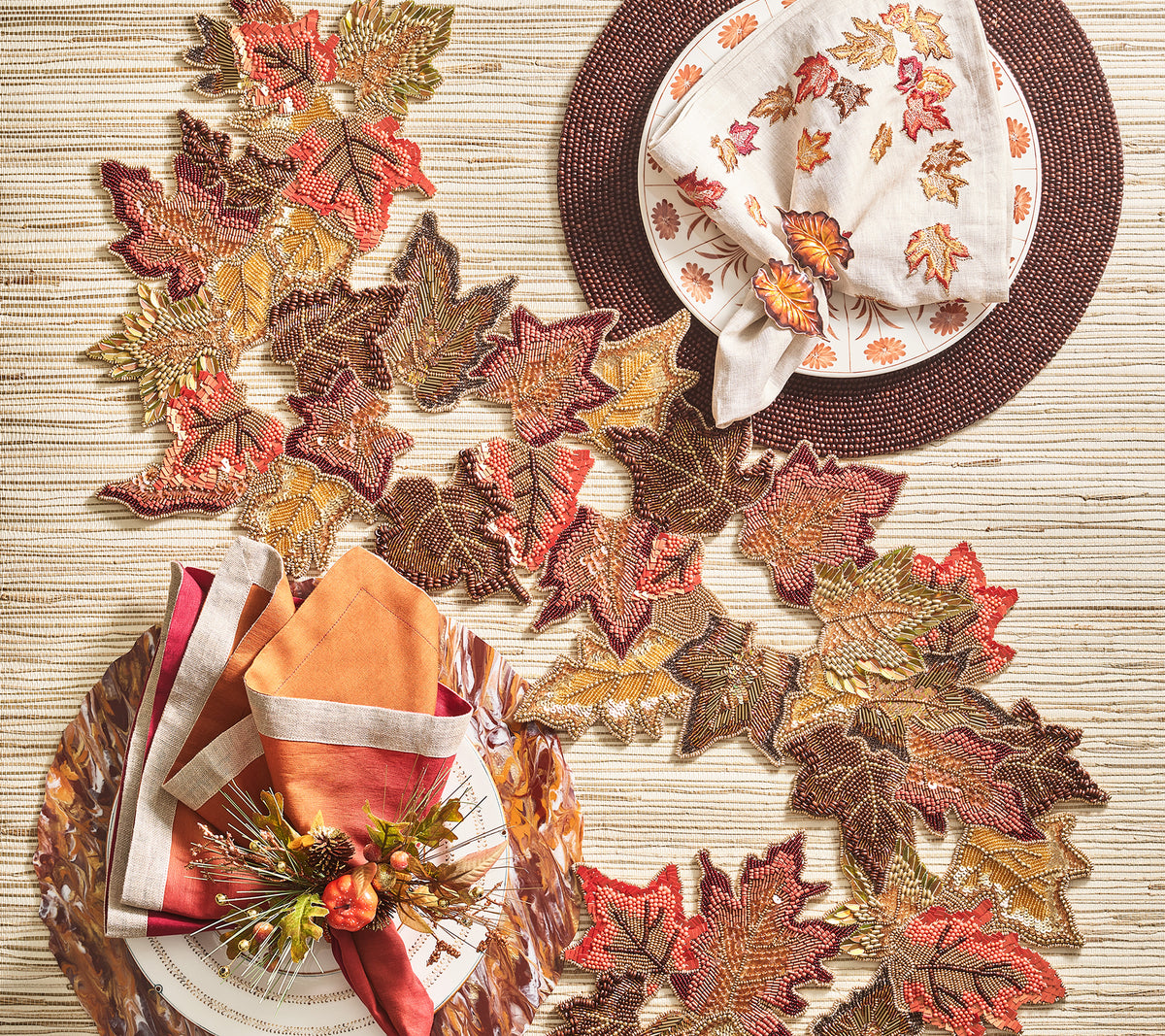 Dip Dye Napkin in Cranberry & Orange, Set of 4