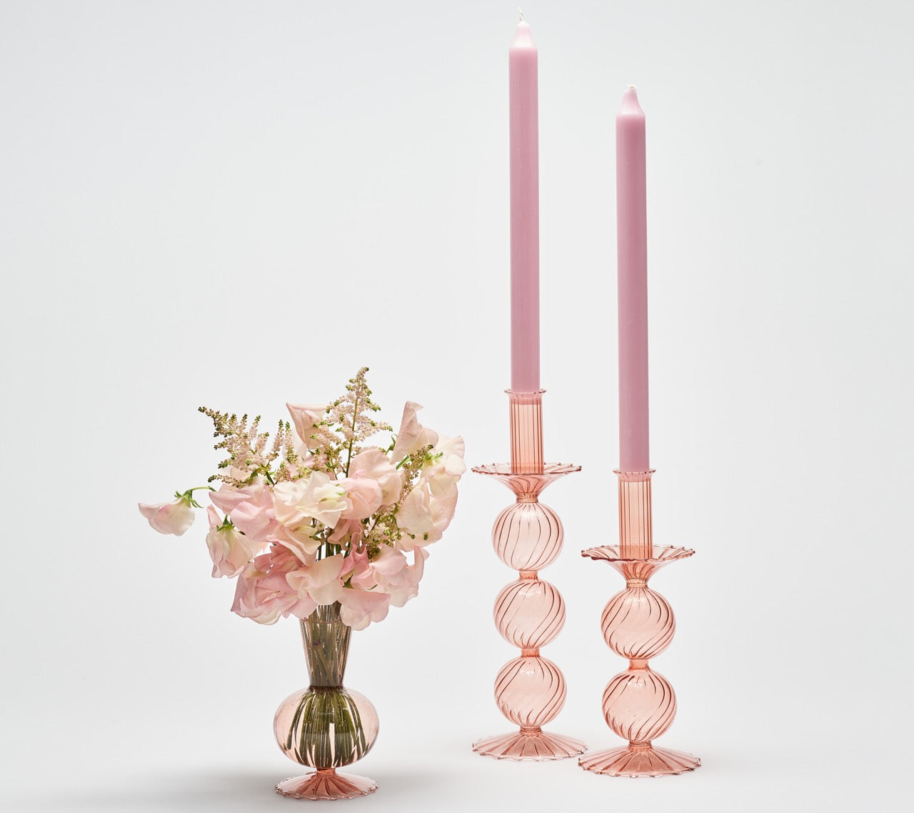 Iris Tall Candle Holder in Blush, Set of 2