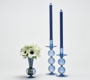Iris Tall Candle Holder in Cadet, Set of 2